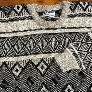 Vintage Sweater Graphix Sweater Mens *Medium Beige Argyle Geometric 90s USA Made